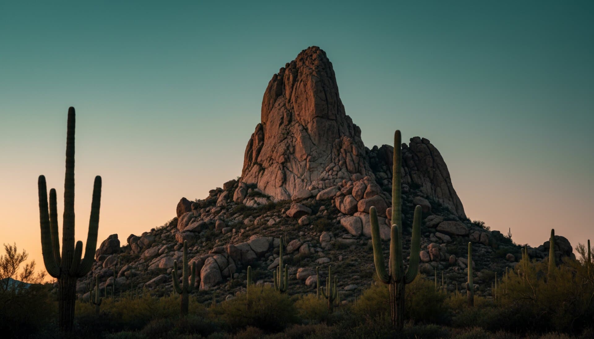 Dusk study of the Pinnacle Peak landscape