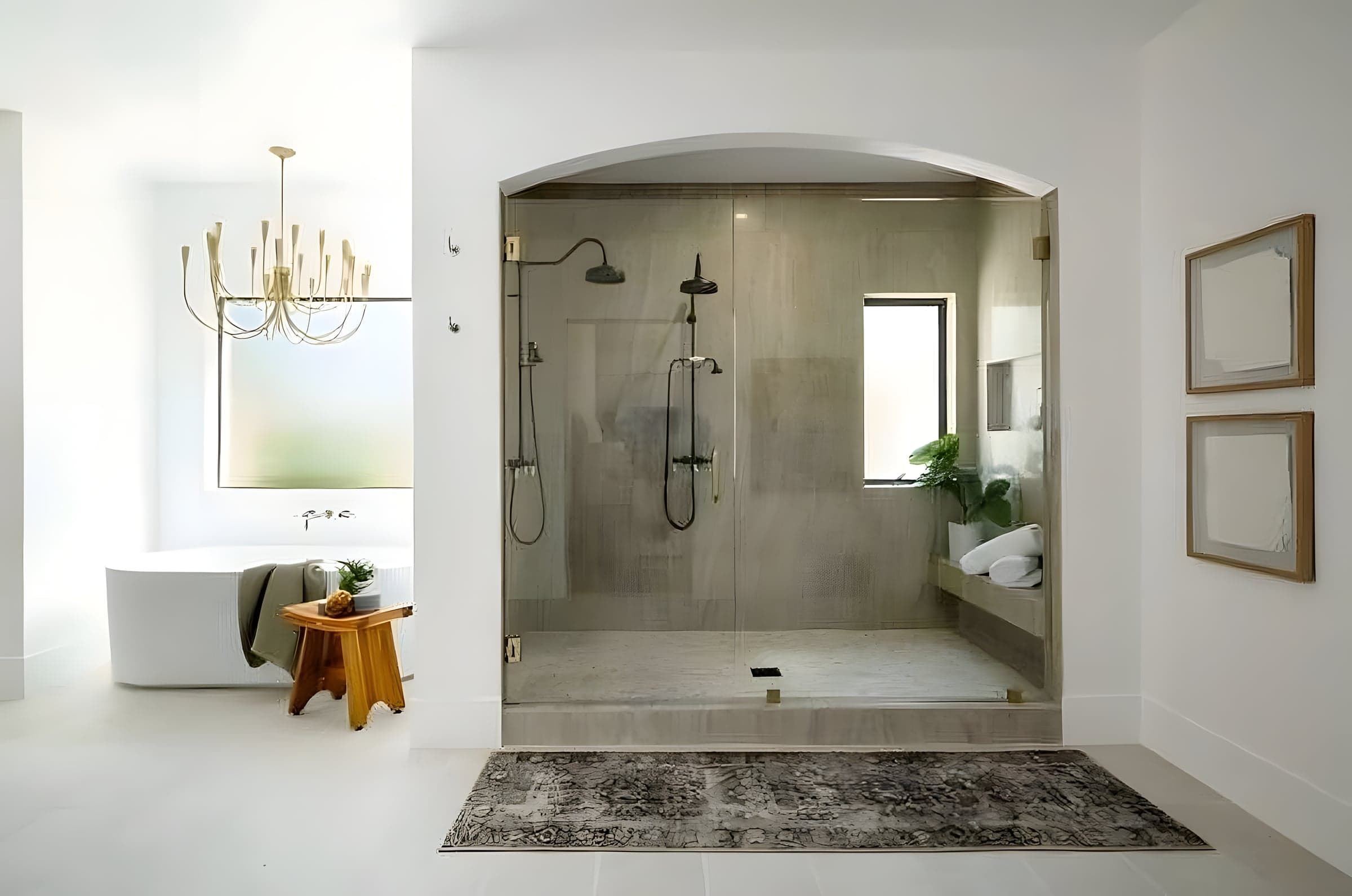 A freestanding soaking tub and chandelier transform this master bath into a private retreat — just minutes from McCormick Ranch's lakeside trails.