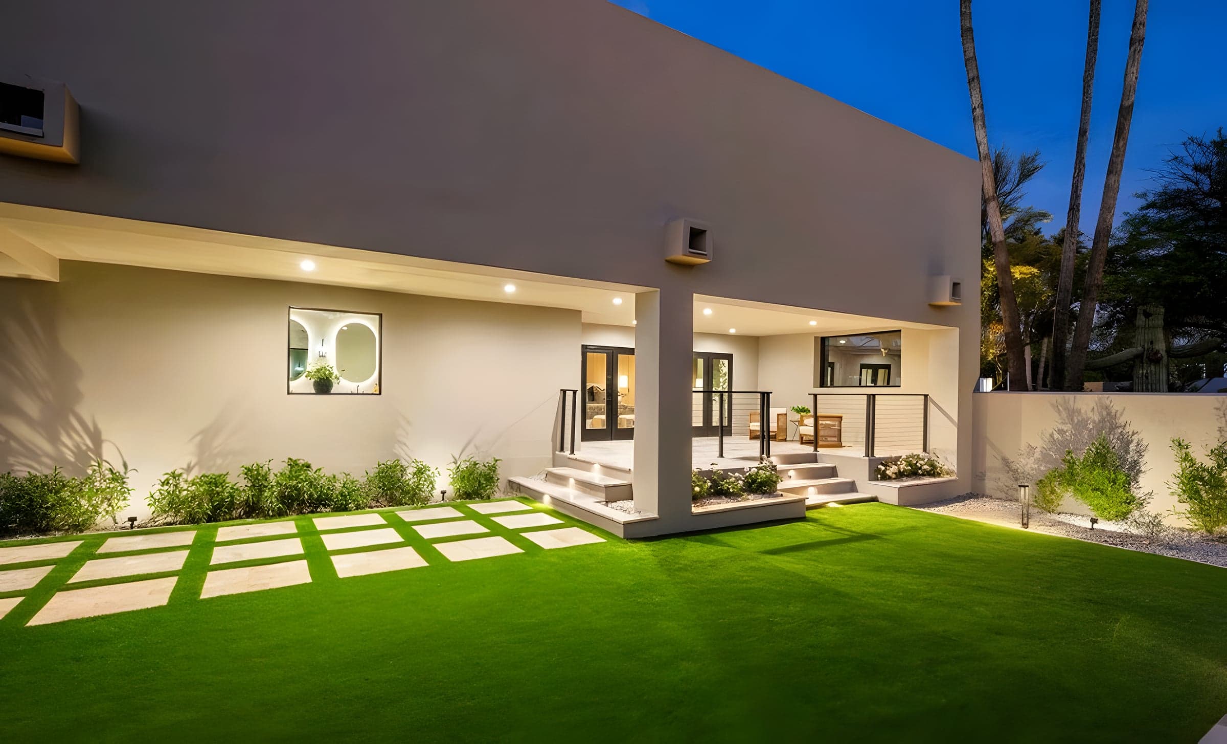 Rear Elevation at Twilight