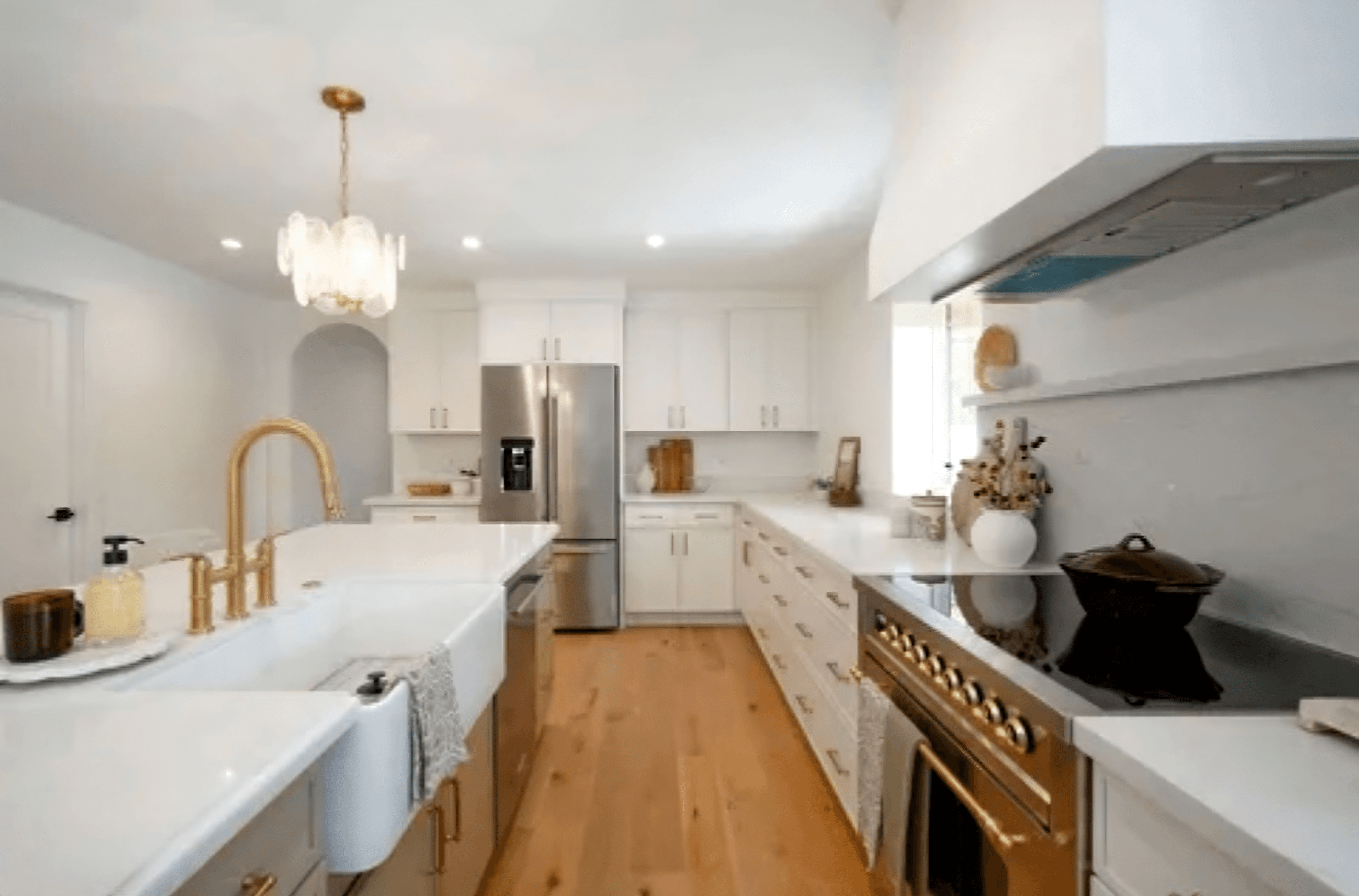 Paradise Valley kitchen with farmhouse sink and brass fixtures