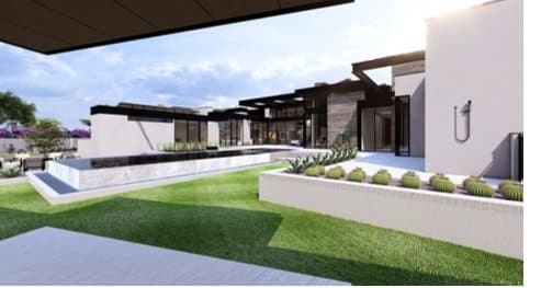 Rendering of the raised spa and pool of the estate in progress in Paradise Valley