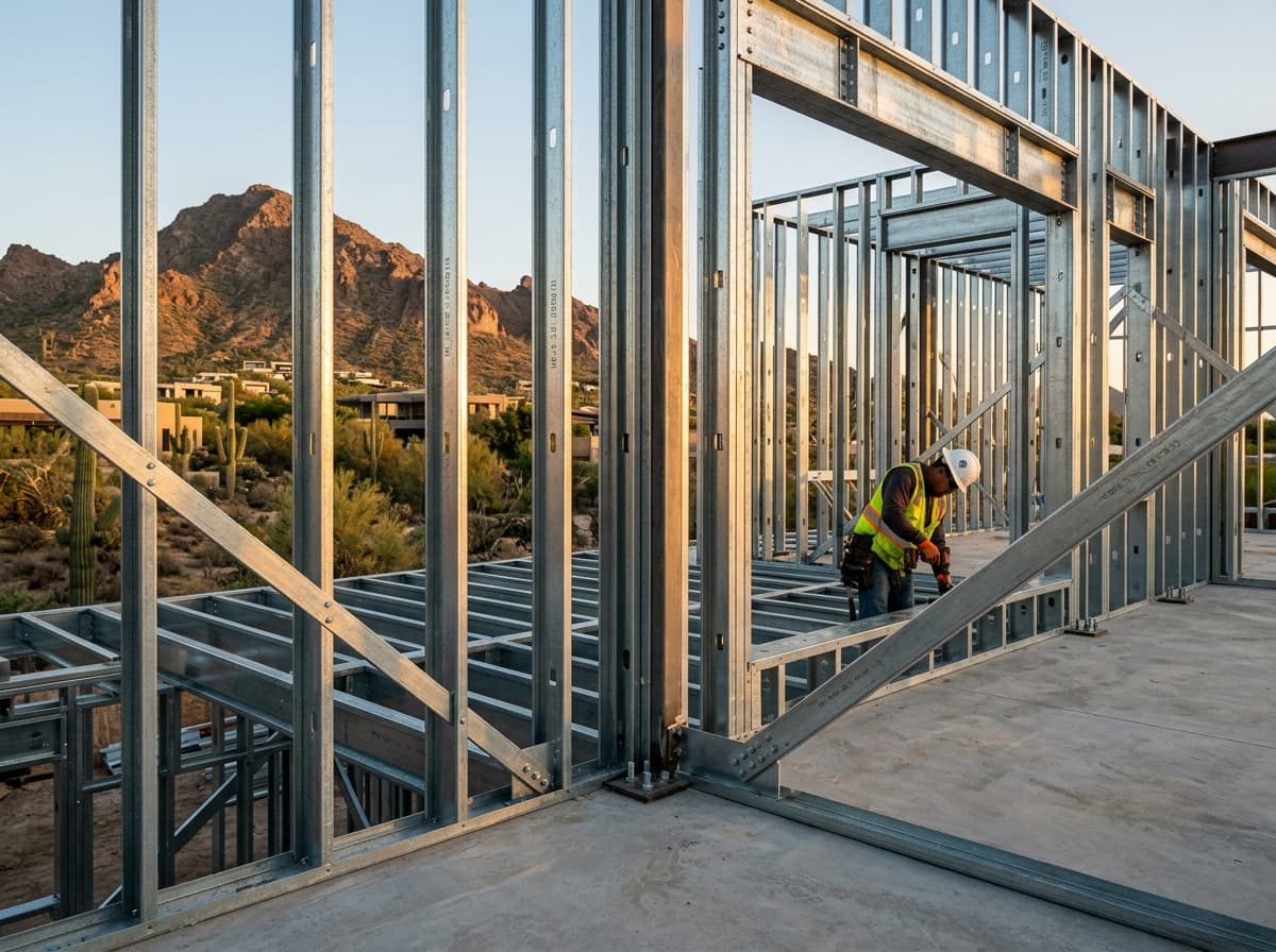 Precision stud framing installed on an architectural Paradise Valley build